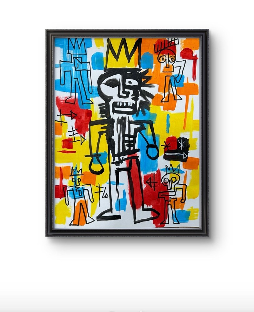 Original Abstract Skeleton Painting 14x11 paper Modern Wall Art Home Decor New