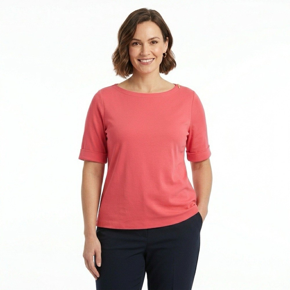 Karen Scott Women's Coral Cotton Spring Summer Top Size XL