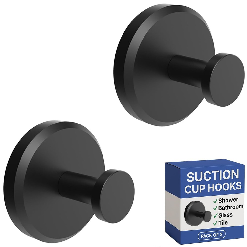 Strong Clear Suction Cup Hooks for Shower Bathroom Kitchen Glass Tile Mirror – No Drill Holds 5 lbs
