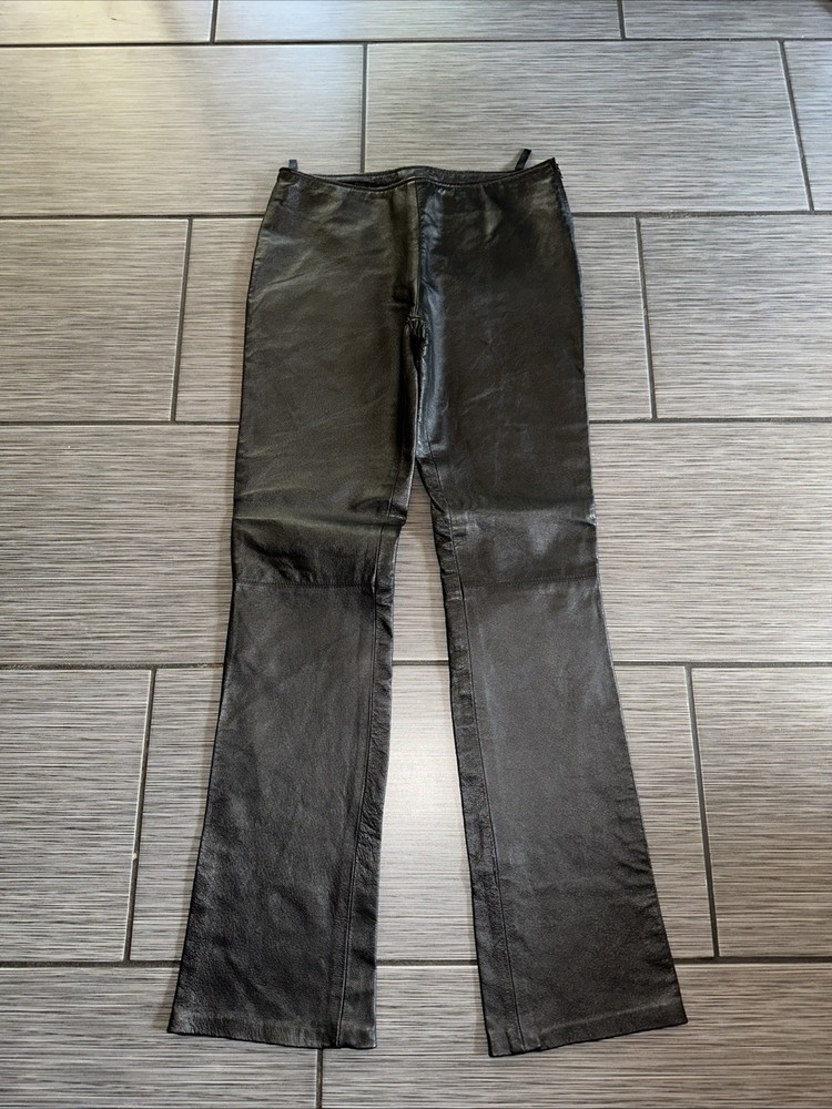 Y2K Kate Moss Grunge Low Rise Leather Pants Size 8