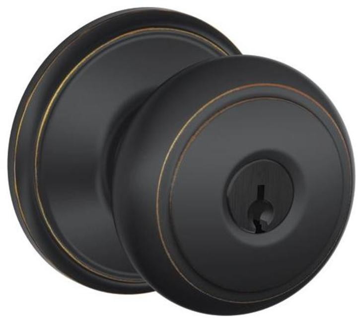 Schlage F51-AND Bronze Andover Keyed Entry Panic Proof Door Knob Set  