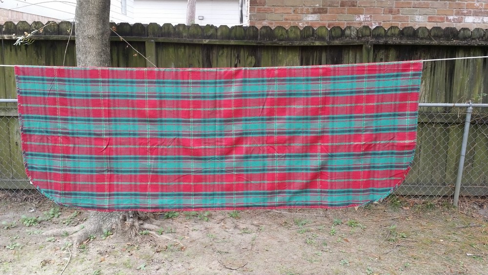 Red Green Gold Accent Christmas Plaid Rectangle 78
