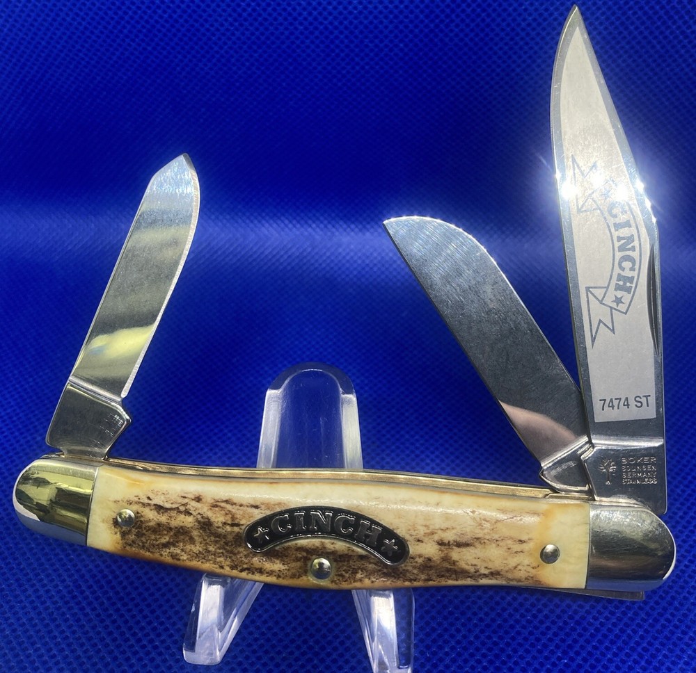 Boker 7474 ST Cinch Stag Stockman Pocket Knife 