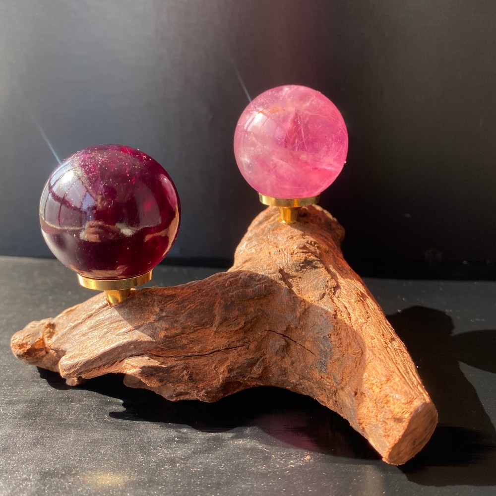 190G Natural Fluorite ball Colorful Quartz Crystal Gemstone Healing + Stand