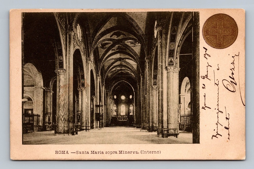 Italy- Rome Santa Maria Basilica Interior Postal Old Card View Vintage Postcard