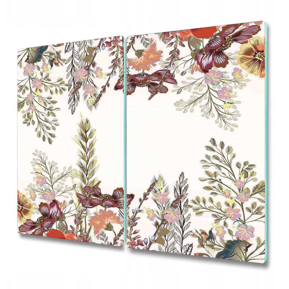 Glass Worktop Kitchen Chopping Board Field Flowers | Florist Art | 2x30x52