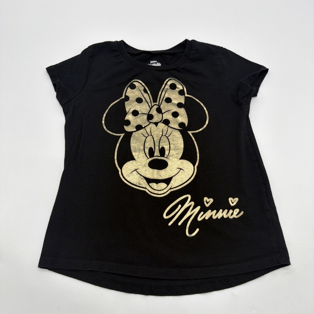 Disney Junior Minnie T-shirt Kids Girls Black Graphic Print Logo .#45044