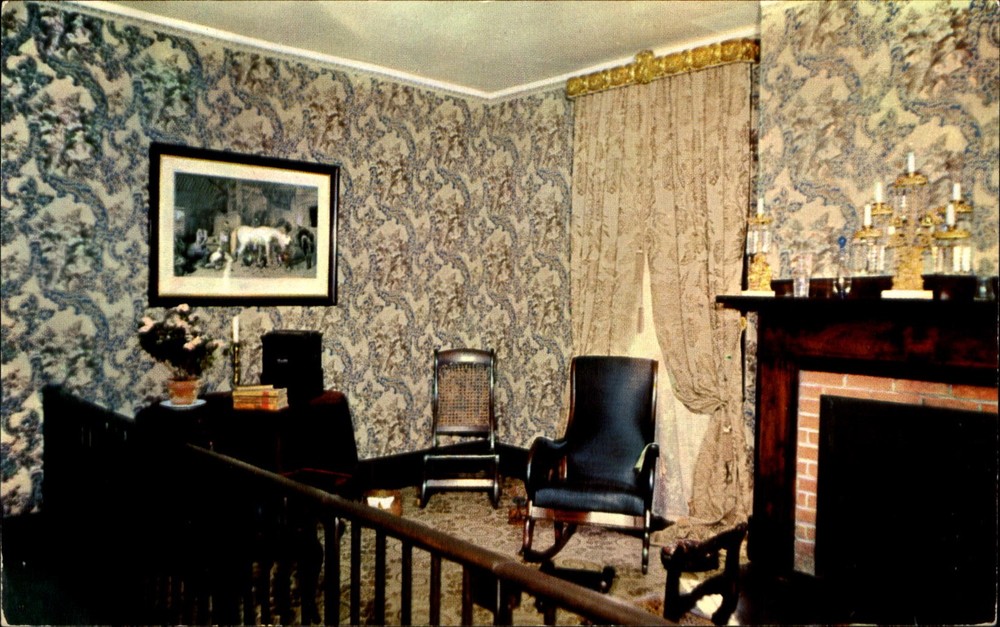 Abraham Lincoln Home sitting room Springfield Illinois 1960s vintage postcard