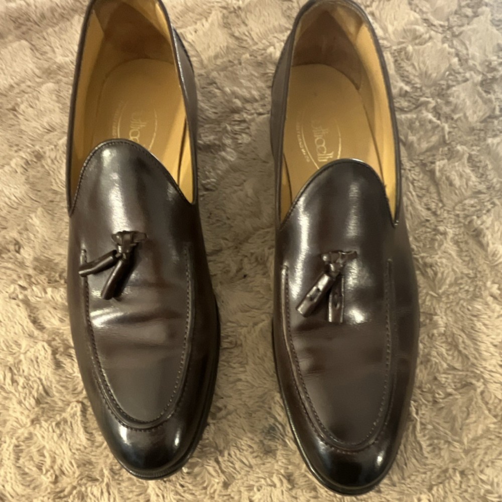 Botticelli Brown Leather Tassel Loafer Men's Dress Shoes Round Toe EU 46