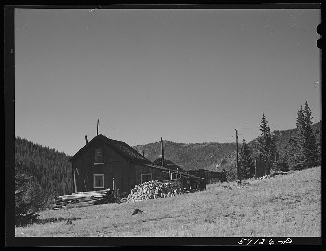 Photo:Mountain Cabin Logging Camp 1930s Forest Mountains Scenic View