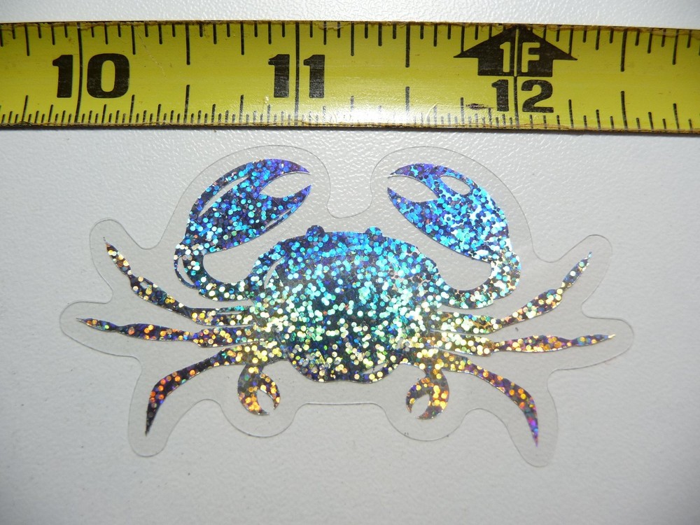 HOLOGRAPHIC MAMA CRAB STICKER DECAL OCEAN SEA LIFE SPARKLE