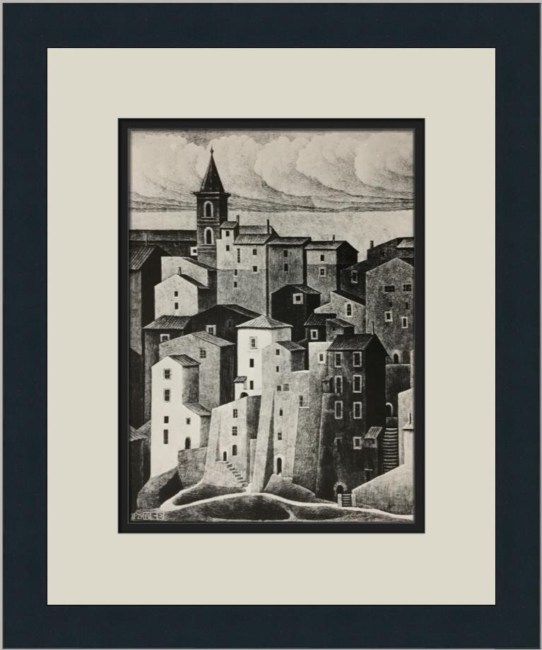 M.C. Escher Genazzano Abruzzi I Custom Framed Print-image