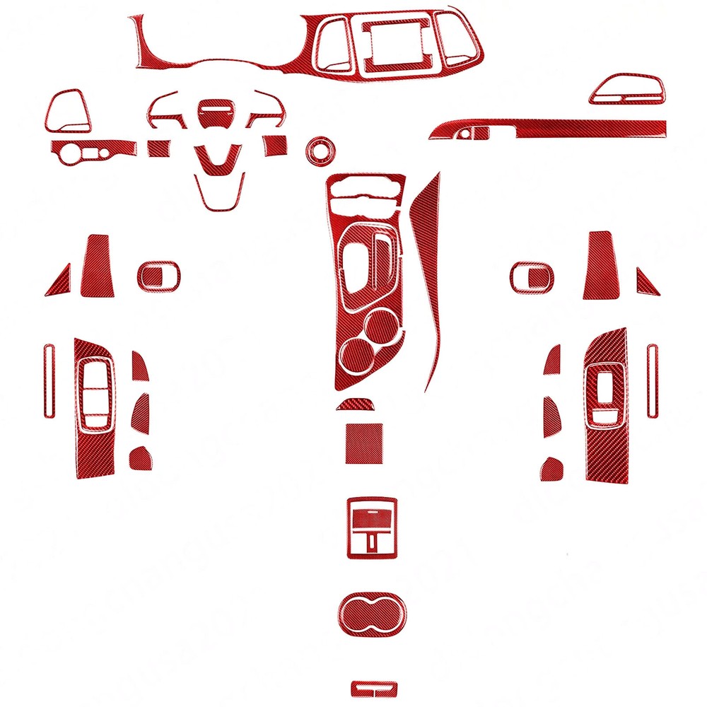 62Pcs Red Carbon Fiber Kits Full Interior Trim Cover For Dodge Challenger 15-23