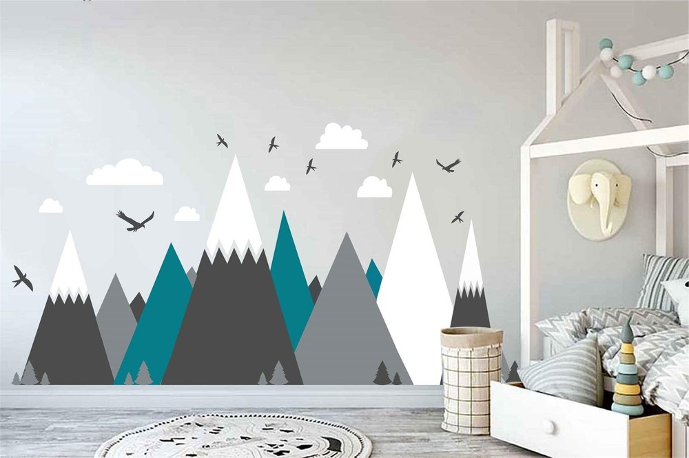 Gray Mountain Wall Sticker for Kids Room Nursery Decor with Eagles