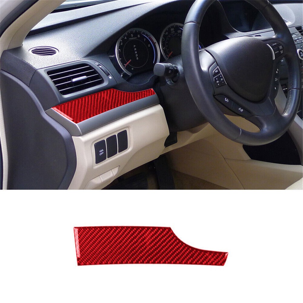 2009-14 Acura TSX Red Carbon Fiber Driver Side Dashboard Trim Cover