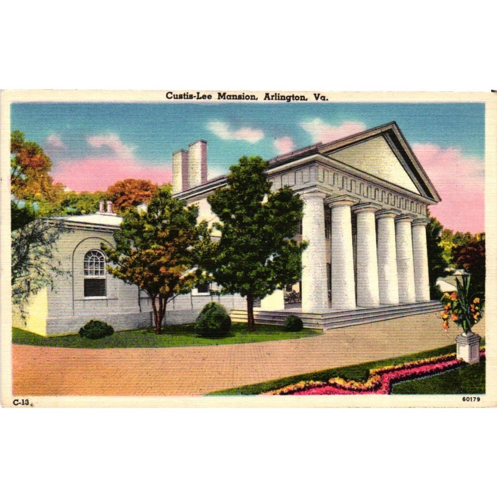Vintage Custis-Lee Mansion Arlington VA Linen Postcard 1956 Postmark C-13