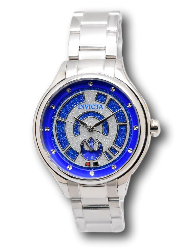 Invicta Star Wars R2-D2 Lady Womens 38mm Limited Silver Glitter Watch 41393