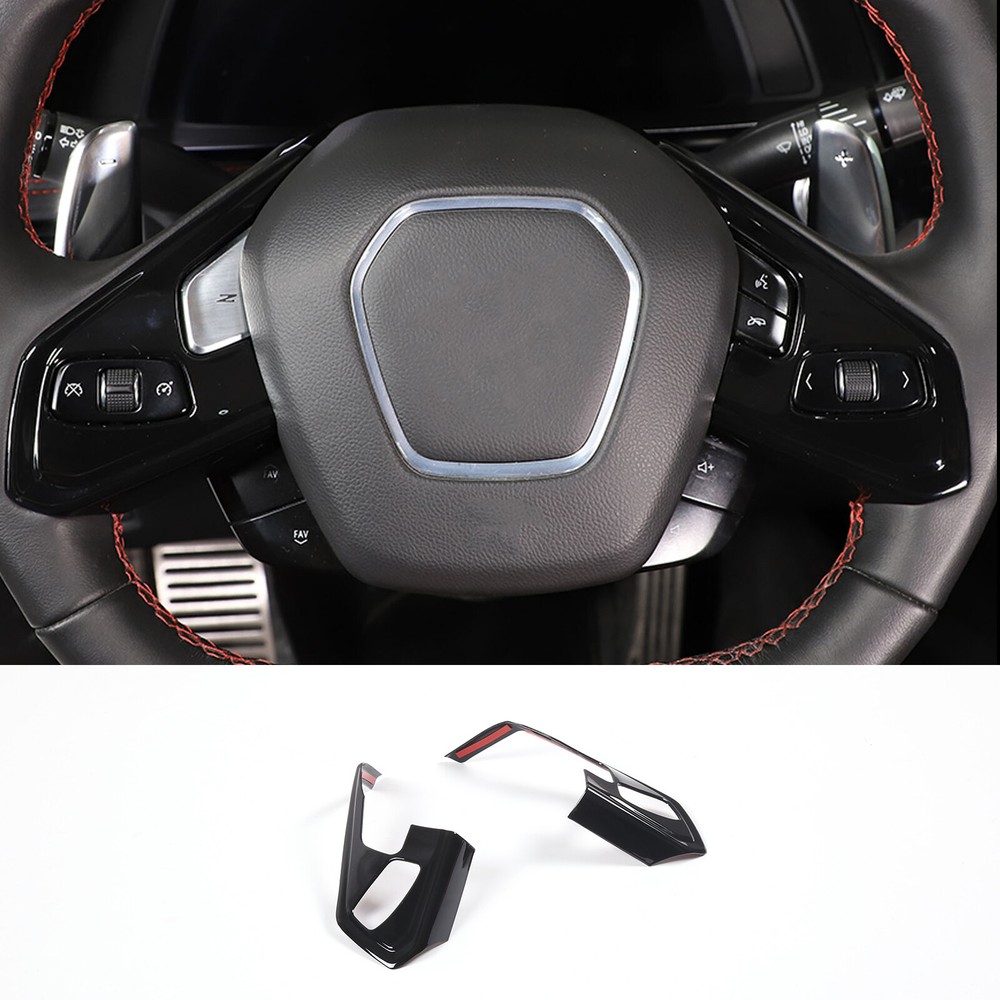 Glossy Black Steering Wheel Trim for Corvette C8 2020-2024  