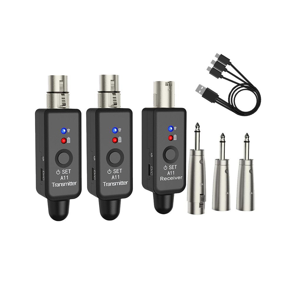 Wireless XLR Adapter System Dual Transmitter & Receiver for Mic Guitar Mixer USA