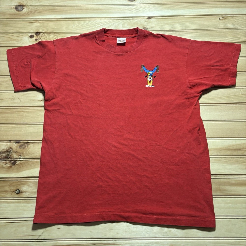 Vintage 90s Disney Mickey Mouse Goofy Embroidered Hand Stand Funny Shirt Size L