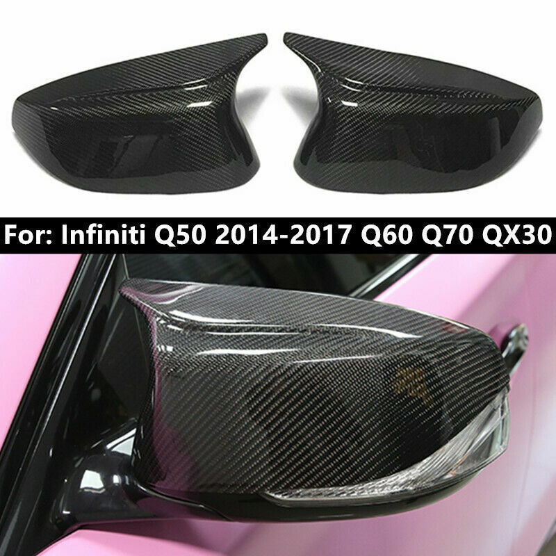 For Infiniti Q50 Q60 2014-2021 AJ Carbon Fiber M3 Style Side Mirror Cover Cap