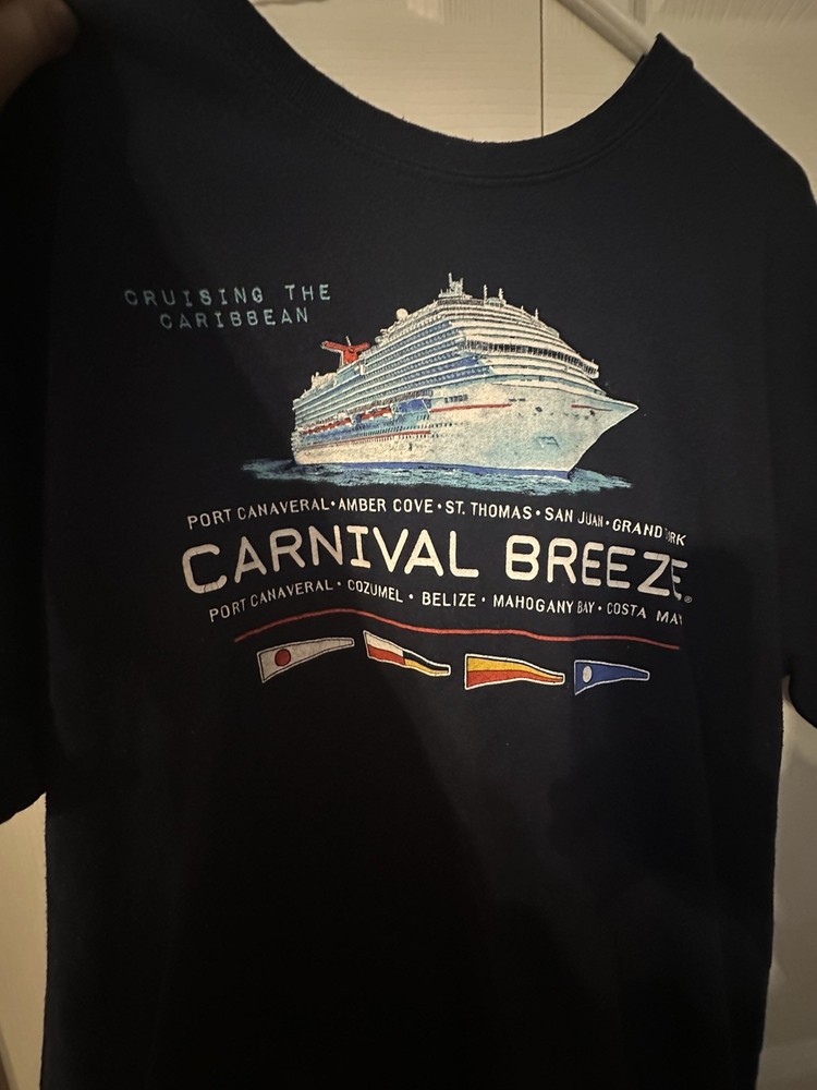 Gildan  Carnival cruise Breeze Caribbean Graphic T-Shirt Navy Blue Men's L