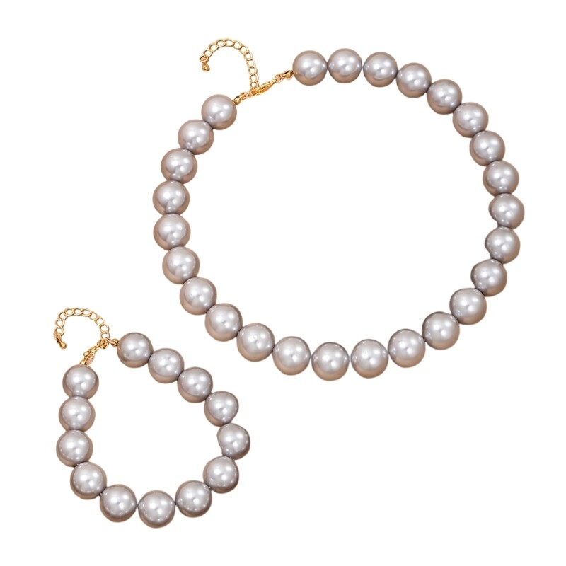Acrylic Round Bead Necklace Set Stylish Everyday Beaded Accessories  
