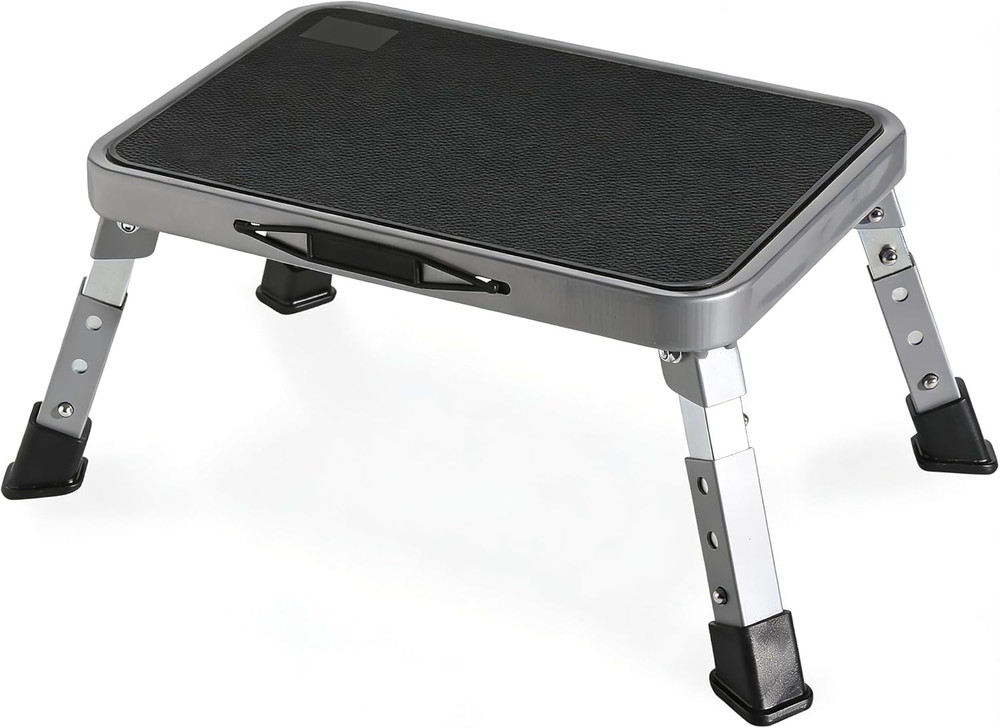 3 Levels Adjustable Folding Step Stool for Adults Sturdy Metal RV Step Safer