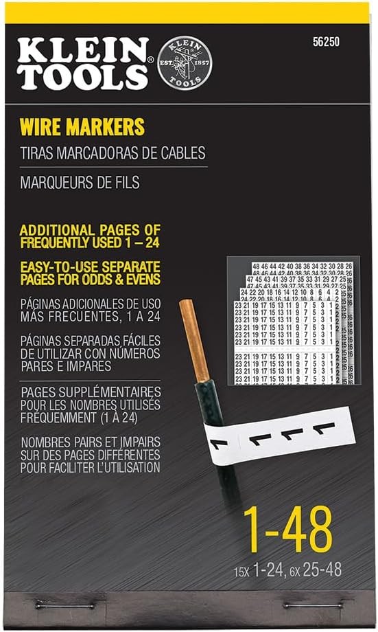 Klein Tools 56250 Wire Marker Book with Black Print on White 1-Pack