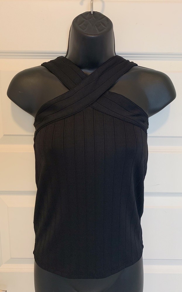 Forever 21 Black Sleeveless Cross Strap Blouse Top