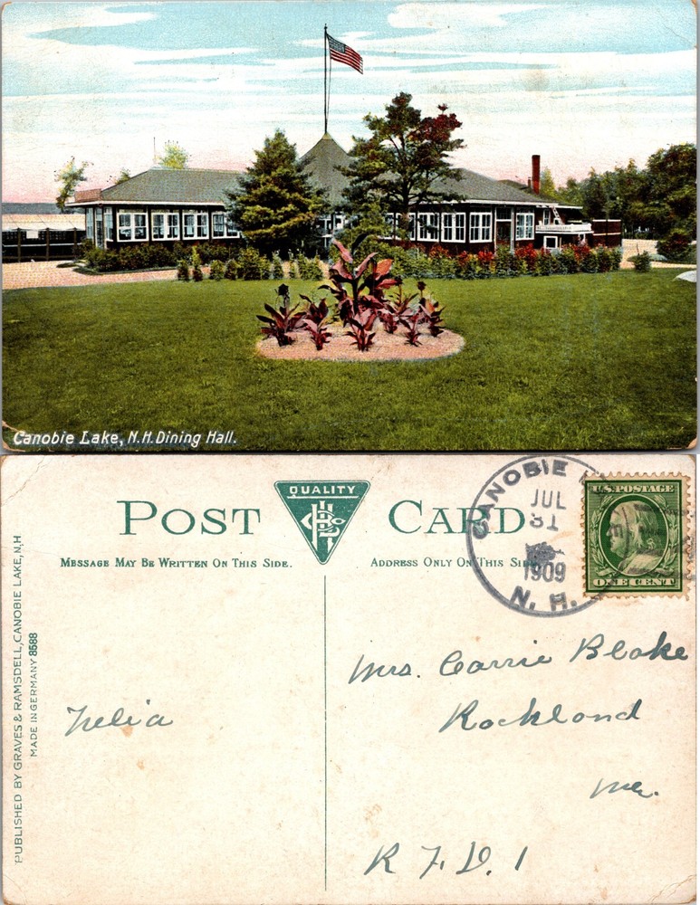 Canobie Lake Dining Hall New Hampshire NH Postcard