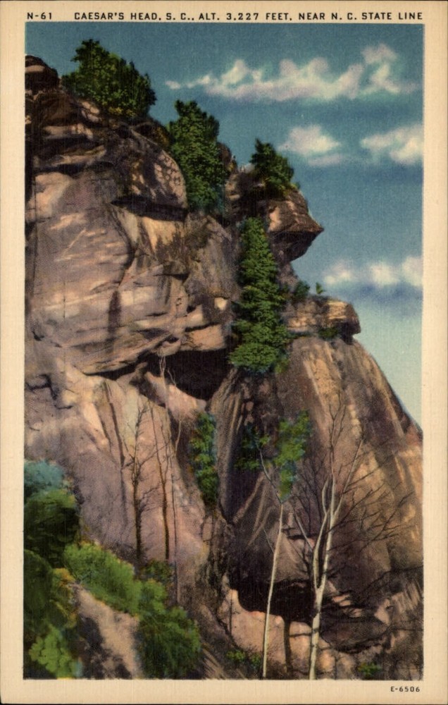 Caesar's Head South Carolina rock formation unused vintage linen postcard