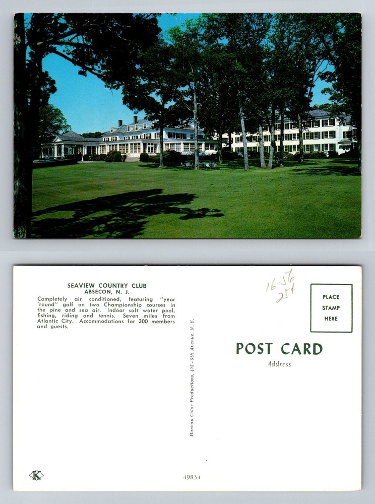 Absecon, NJ-New Jersey, Seaview Country Club Championship Golf Vintage Postcard