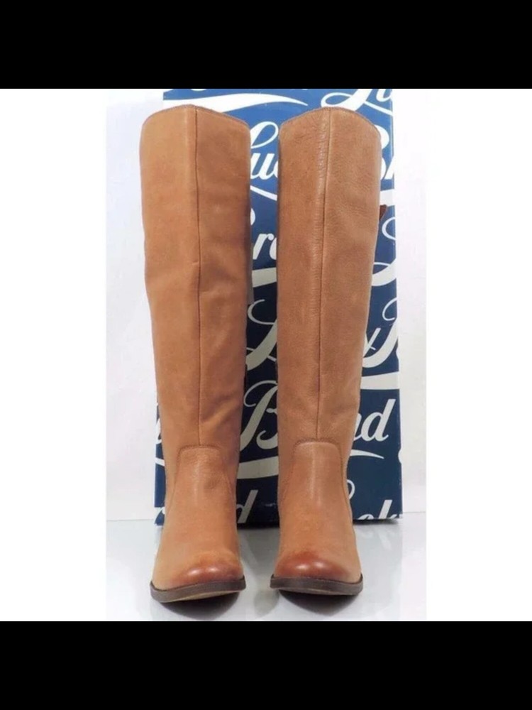 LUCKY BRAND Womens Toffee Brown Zip Zepia Almond Toe Leather Riding Boot 5 M