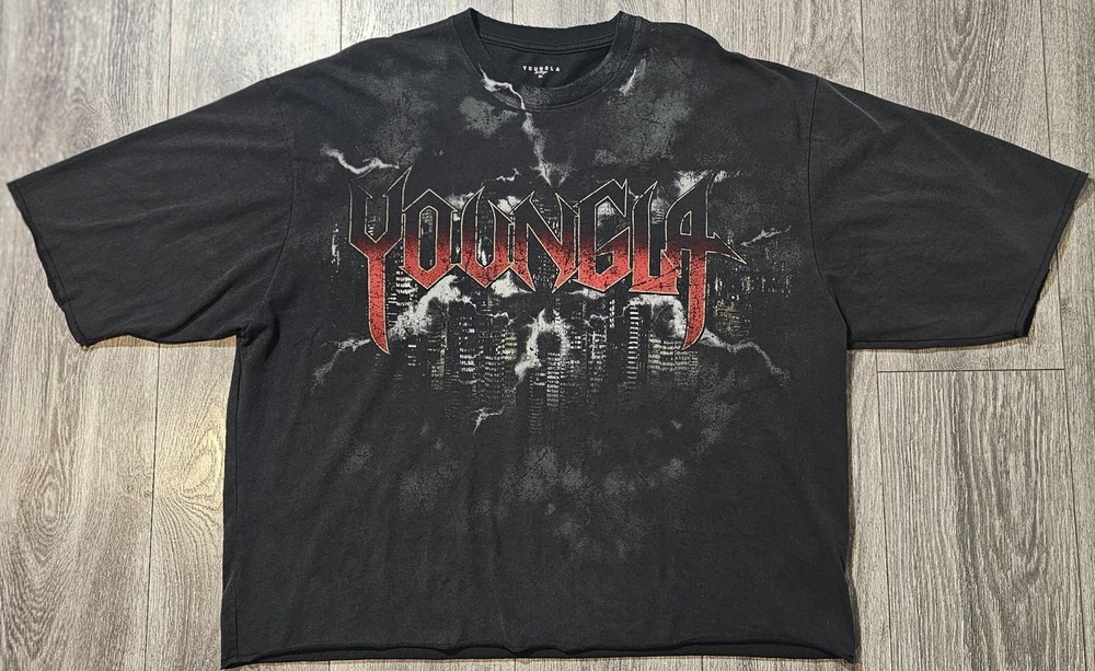 YoungLA Dark Night Tee T-Shirt Black Men's Size XL Gym Bodybuilding Boxy Cropped