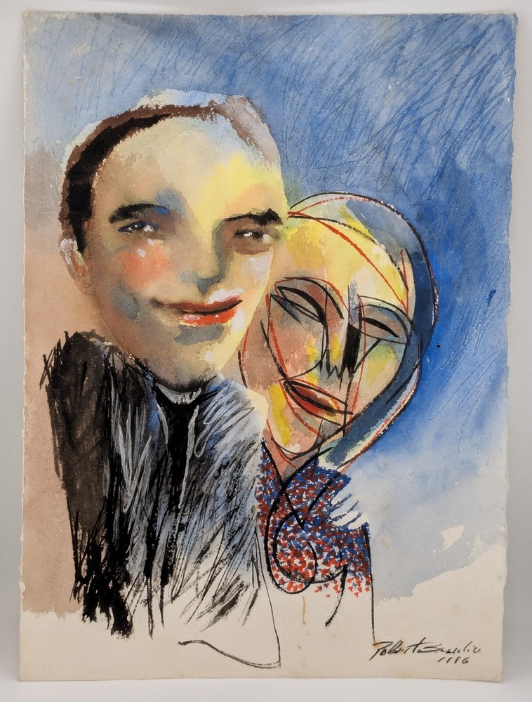 Roberto Braulio Original Watercolor Painting On Paper Cuban Art