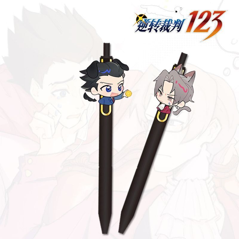 Ace Attorney Gel Brush Pen Retractable Neutral Ink Stationery Gift for Fans-image