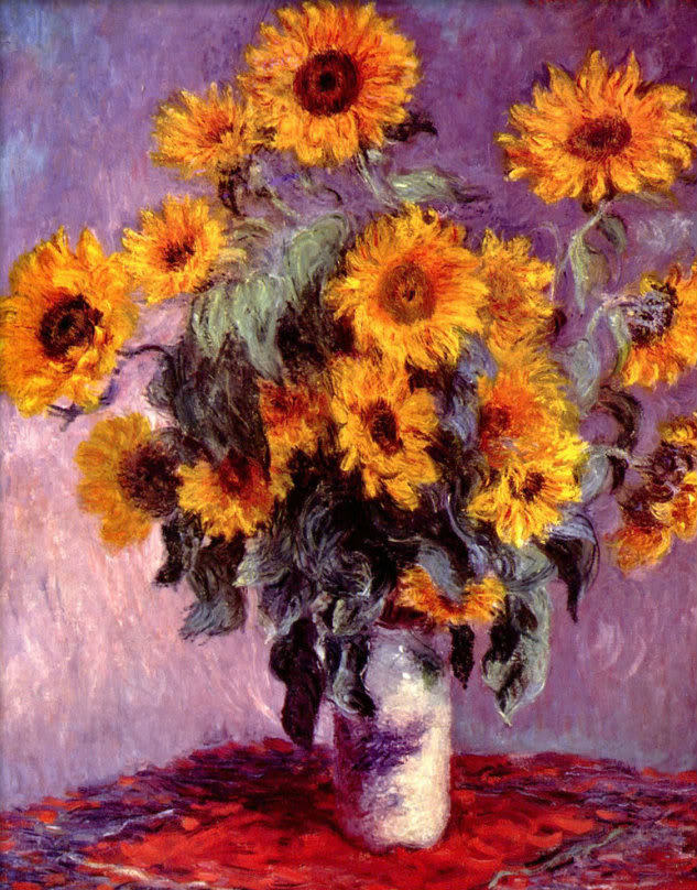 Claude Monet Sunflowers *FRAMED* CANVAS ART 24x16