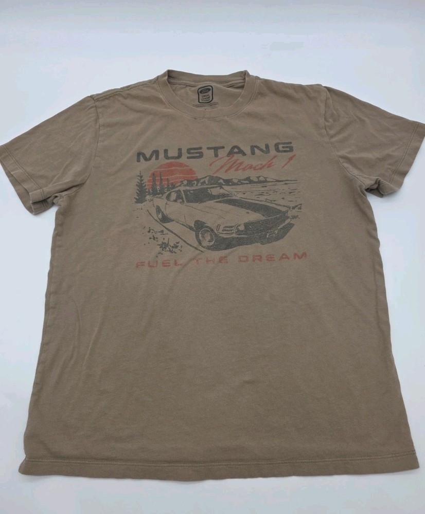 Ford Mustang Shirt Mens L Tan Classic Car Graphic Tee Official Licensed.#45777