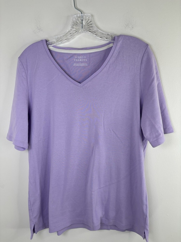 The Talbots Tee Top Women's Large Purple Short Sleeves