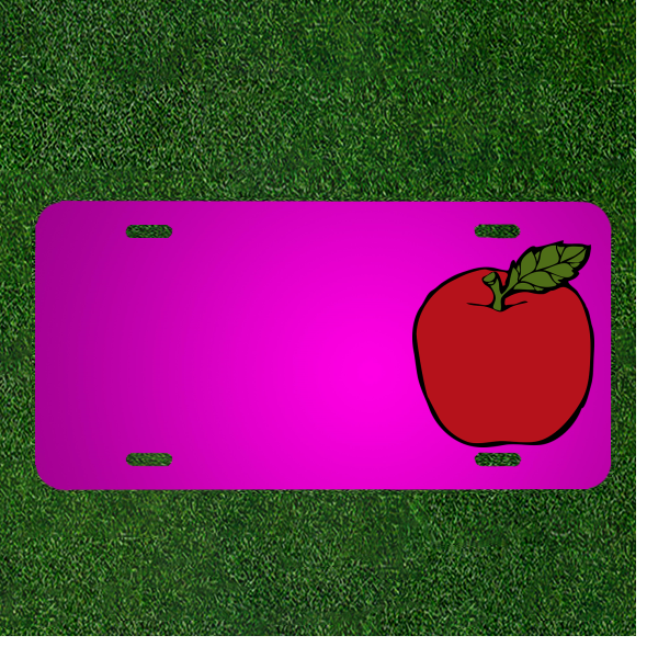 Custom Red Apple-Themed Personalized Car License Plate with Names