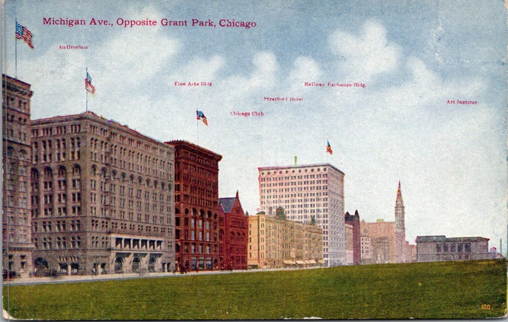 Chicago Michigan Ave Blackstone Hotel Grant Park Postcard Old Vintage Card