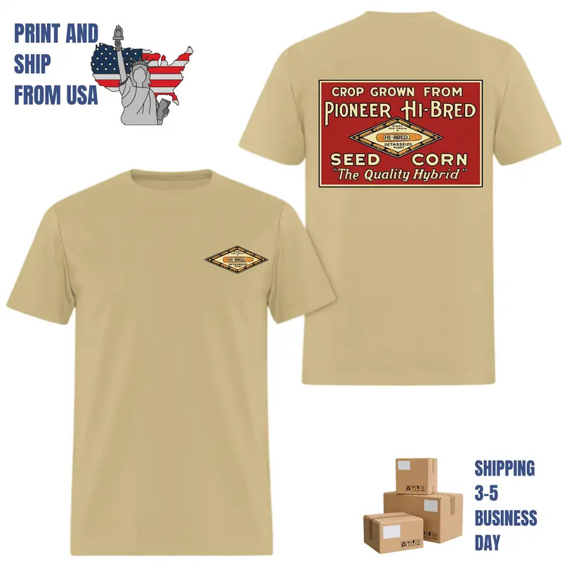 Pioneer Hi-Bred Seed Corn Farming T-Shirt, Vintage Agriculture Heritage Style V2
