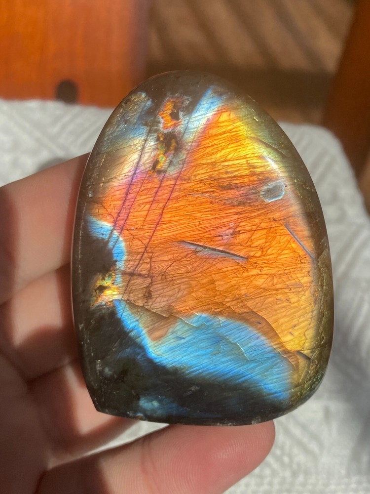 129g Natural Flashy Rainbow Labradorite Freeform Crystal Quartz Healing Reiki