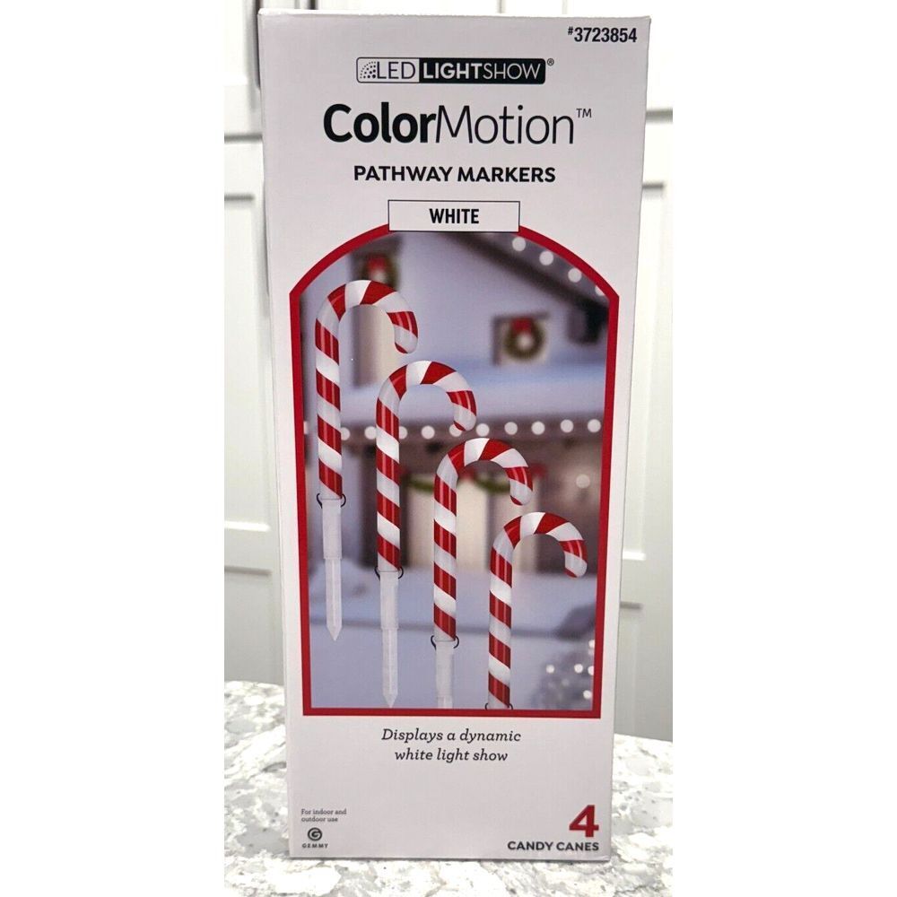 Gemmy ColorMotion LED Candy Cane Pathway Light Set of 4 Stake Markers