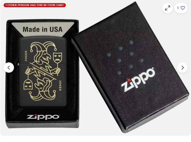 Zippo Lighter Masked Joker Card Design, Black Matte  46290 # 88N