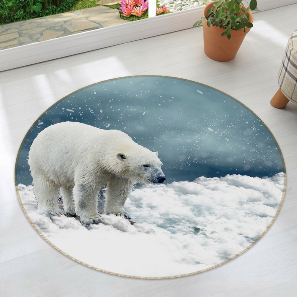 3D Polar Bear Snow Animal Non-Slip Rug – Elegant Photo Carpet Mat O1808 Fay