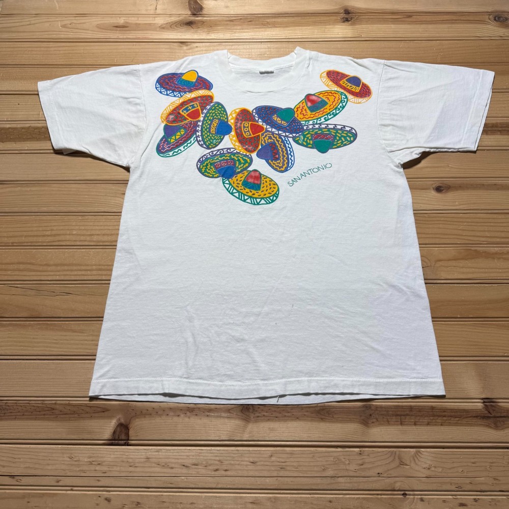 Vintage 90s San Antonio Texas Sombrero Graphic Tourist Souvenir T-Shirt - Large