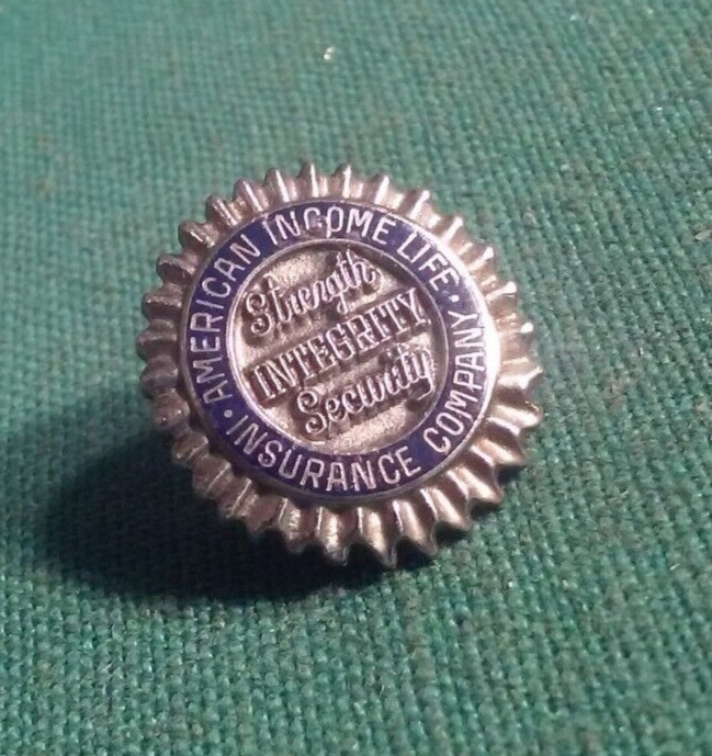 American Income Life Ins Vintage Screw-Back Lapel Pin Silver-Tone Metal & Enamel