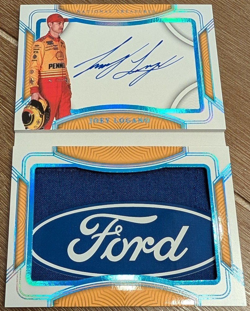 2023 National Treasures Ford Firesuit Booklet Auto Platinum Blue 1/1 Joey Logano